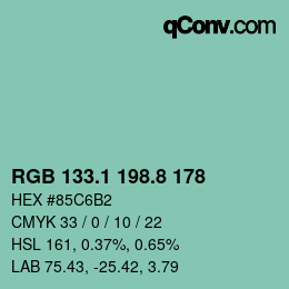 カラーコード: RGB 133.1 198.8 178 | qconv.com