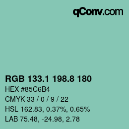 カラーコード: RGB 133.1 198.8 180 | qconv.com