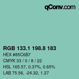 Código de color: RGB 133.1 198.8 183 | qconv.com