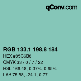 カラーコード: RGB 133.1 198.8 184 | qconv.com