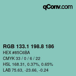 Color code: RGB 133.1 198.8 186 | qconv.com