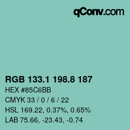 Color code: RGB 133.1 198.8 187 | qconv.com