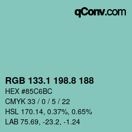 Color code: RGB 133.1 198.8 188 | qconv.com