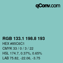 Color code: RGB 133.1 198.8 193 | qconv.com