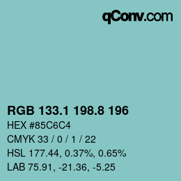 Color code: RGB 133.1 198.8 196 | qconv.com