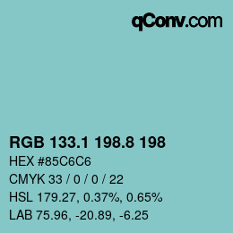Color code: RGB 133.1 198.8 198 | qconv.com