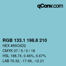 Color code: RGB 133.1 198.8 210 | qconv.com