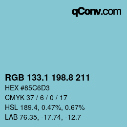 Color code: RGB 133.1 198.8 211 | qconv.com