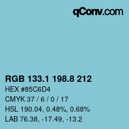 Color code: RGB 133.1 198.8 212 | qconv.com