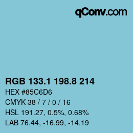 カラーコード: RGB 133.1 198.8 214 | qconv.com