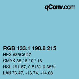 Color code: RGB 133.1 198.8 215 | qconv.com