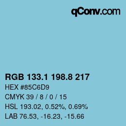 Color code: RGB 133.1 198.8 217 | qconv.com