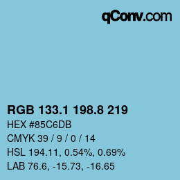 カラーコード: RGB 133.1 198.8 219 | qconv.com