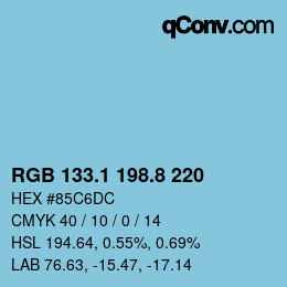 Farbcode: RGB 133.1 198.8 220 | qconv.com