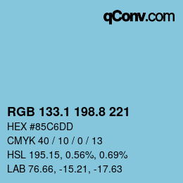 カラーコード: RGB 133.1 198.8 221 | qconv.com