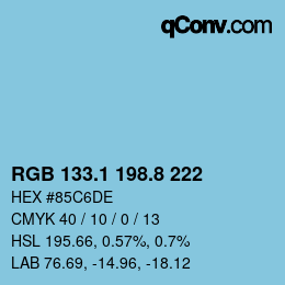 Farbcode: RGB 133.1 198.8 222 | qconv.com