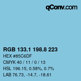Color code: RGB 133.1 198.8 223 | qconv.com