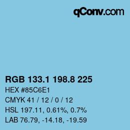 Color code: RGB 133.1 198.8 225 | qconv.com