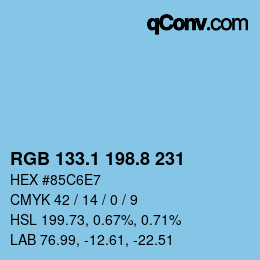 Color code: RGB 133.1 198.8 231 | qconv.com