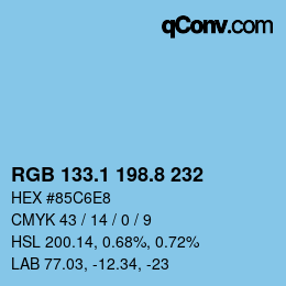 Color code: RGB 133.1 198.8 232 | qconv.com
