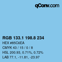 Color code: RGB 133.1 198.8 234 | qconv.com