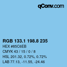 カラーコード: RGB 133.1 198.8 235 | qconv.com
