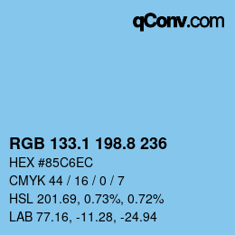 Farbcode: RGB 133.1 198.8 236 | qconv.com