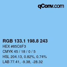 カラーコード: RGB 133.1 198.8 243 | qconv.com