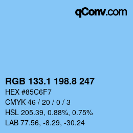 カラーコード: RGB 133.1 198.8 247 | qconv.com