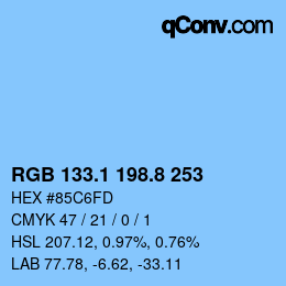 Color code: RGB 133.1 198.8 253 | qconv.com