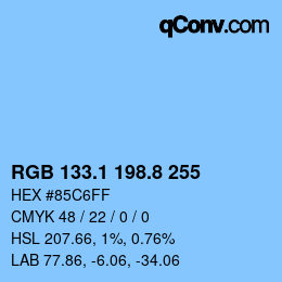 Farbcode: RGB 133.1 198.8 255 | qconv.com