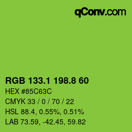 カラーコード: RGB 133.1 198.8 60 | qconv.com