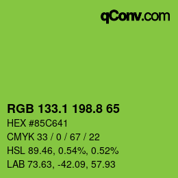 カラーコード: RGB 133.1 198.8 65 | qconv.com