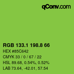 カラーコード: RGB 133.1 198.8 66 | qconv.com