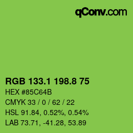 カラーコード: RGB 133.1 198.8 75 | qconv.com