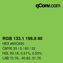 カラーコード: RGB 133.1 198.8 80 | qconv.com