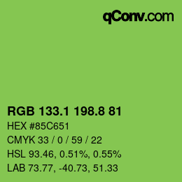 カラーコード: RGB 133.1 198.8 81 | qconv.com