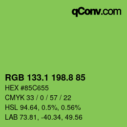 カラーコード: RGB 133.1 198.8 85 | qconv.com