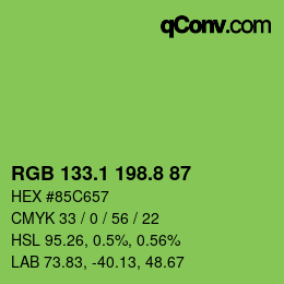 カラーコード: RGB 133.1 198.8 87 | qconv.com