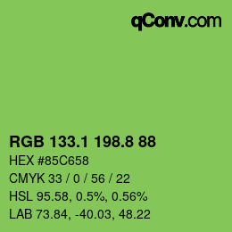 カラーコード: RGB 133.1 198.8 88 | qconv.com
