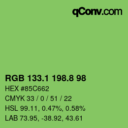 カラーコード: RGB 133.1 198.8 98 | qconv.com