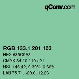 カラーコード: RGB 133.1 201 163 | qconv.com