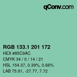 カラーコード: RGB 133.1 201 172 | qconv.com