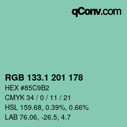 カラーコード: RGB 133.1 201 178 | qconv.com