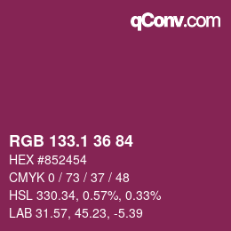 カラーコード: RGB 133.1 36 84 | qconv.com
