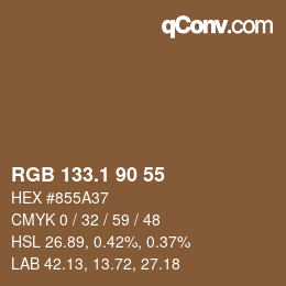 カラーコード: RGB 133.1 90 55 | qconv.com