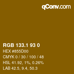 カラーコード: RGB 133.1 93 0 | qconv.com