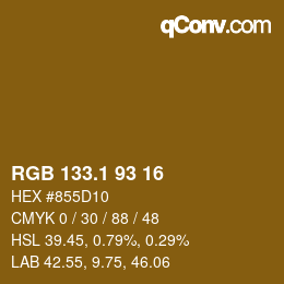 カラーコード: RGB 133.1 93 16 | qconv.com