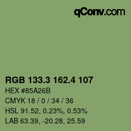 カラーコード: RGB 133.3 162.4 107 | qconv.com