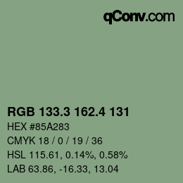 カラーコード: RGB 133.3 162.4 131 | qconv.com